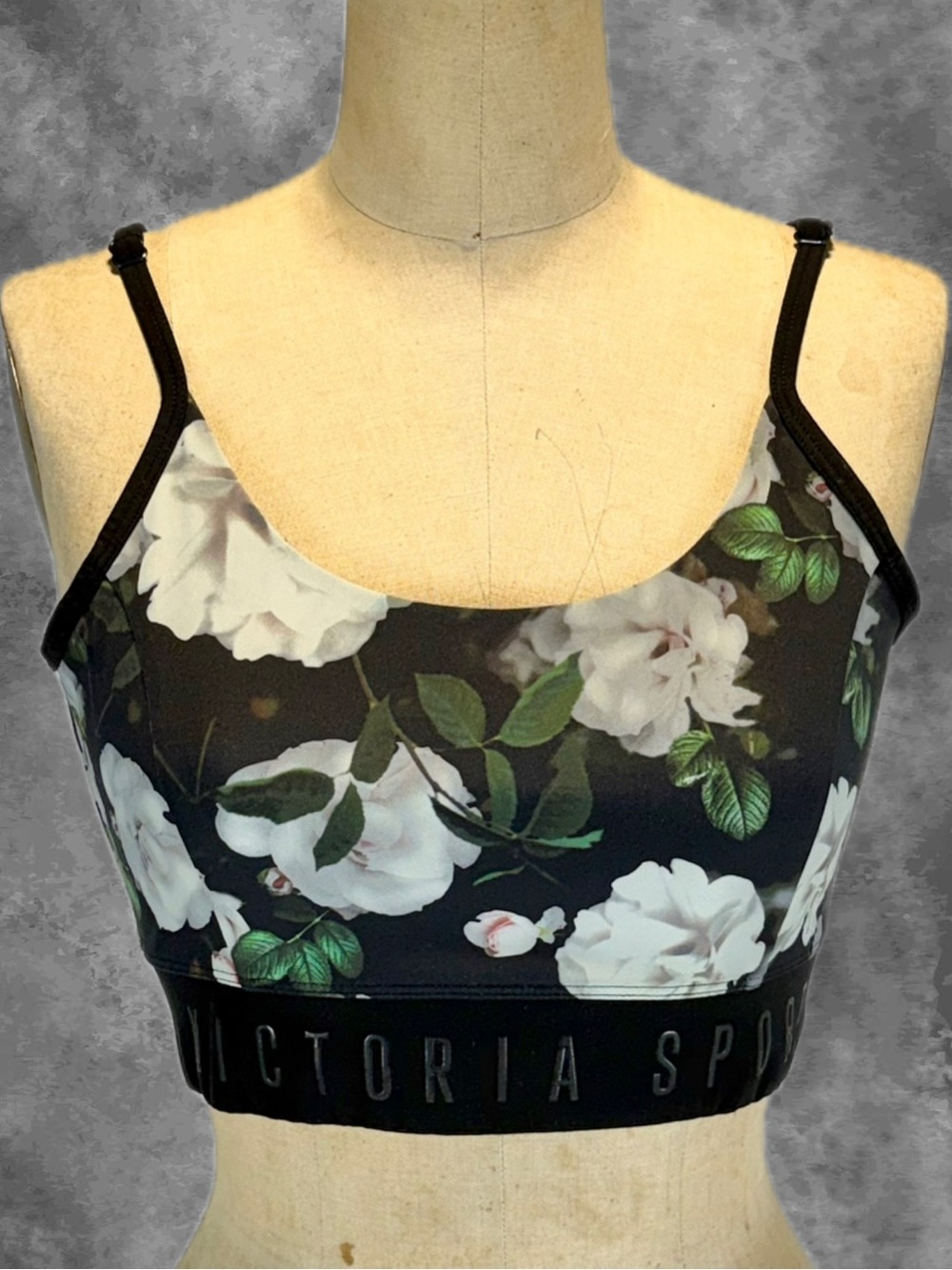 Victorias Secret Sport dark moody floral athletic bra bralette tank top‎ layer S